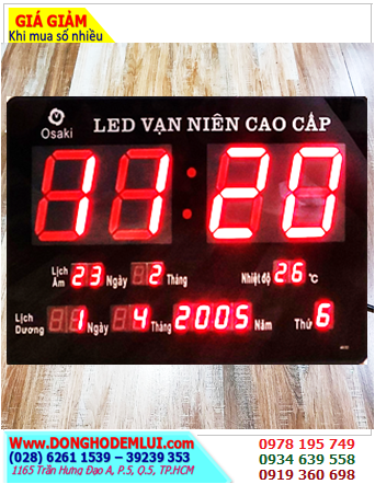 OSAKI 4632; Đồng hồ LED LỊCH VẠN NIÊN OSAKI 4632/ / Lịch DƯƠNG và ÂM LỊCH/ Giờ-Phút-Thứ -Ngày-Tháng-Năm và Nhiệt độ (Bảo hành 6 tháng)